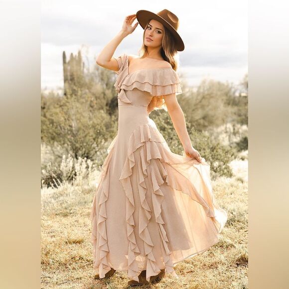 Joyfolie • Sylvia flutter dress in light taupe - Picture 2 of 10